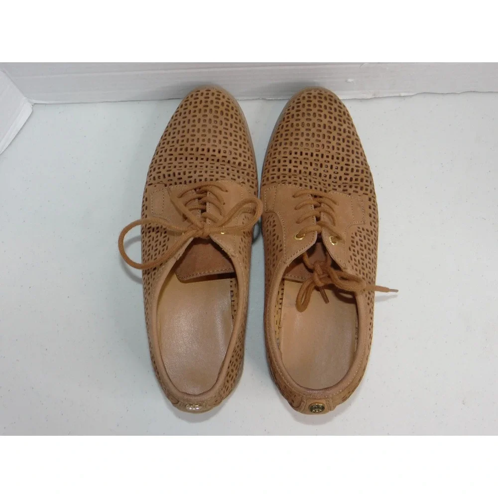 Tommy Hilfiger Raenay Tan Leather‎ Perforated Oxford Lace Up Flats Shoes 6M